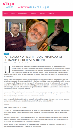 Materia de Claudino Piletti na Revista Vitrine de Ibiúna 